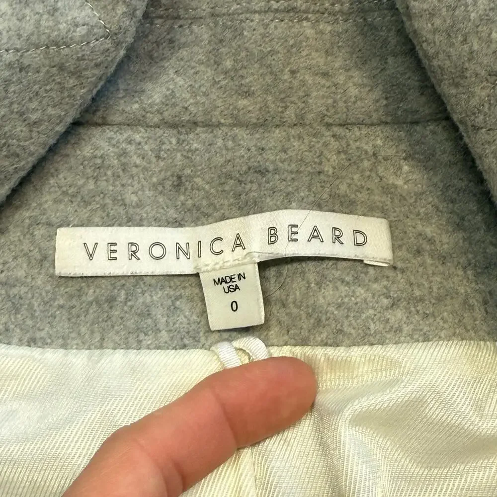 Veronica Beard Light Gray Car Coat Melange Wool Cashmere Size 0